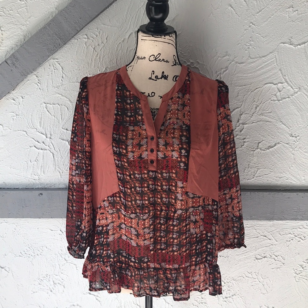 Sheer Boho Bohemian blouse Sz M