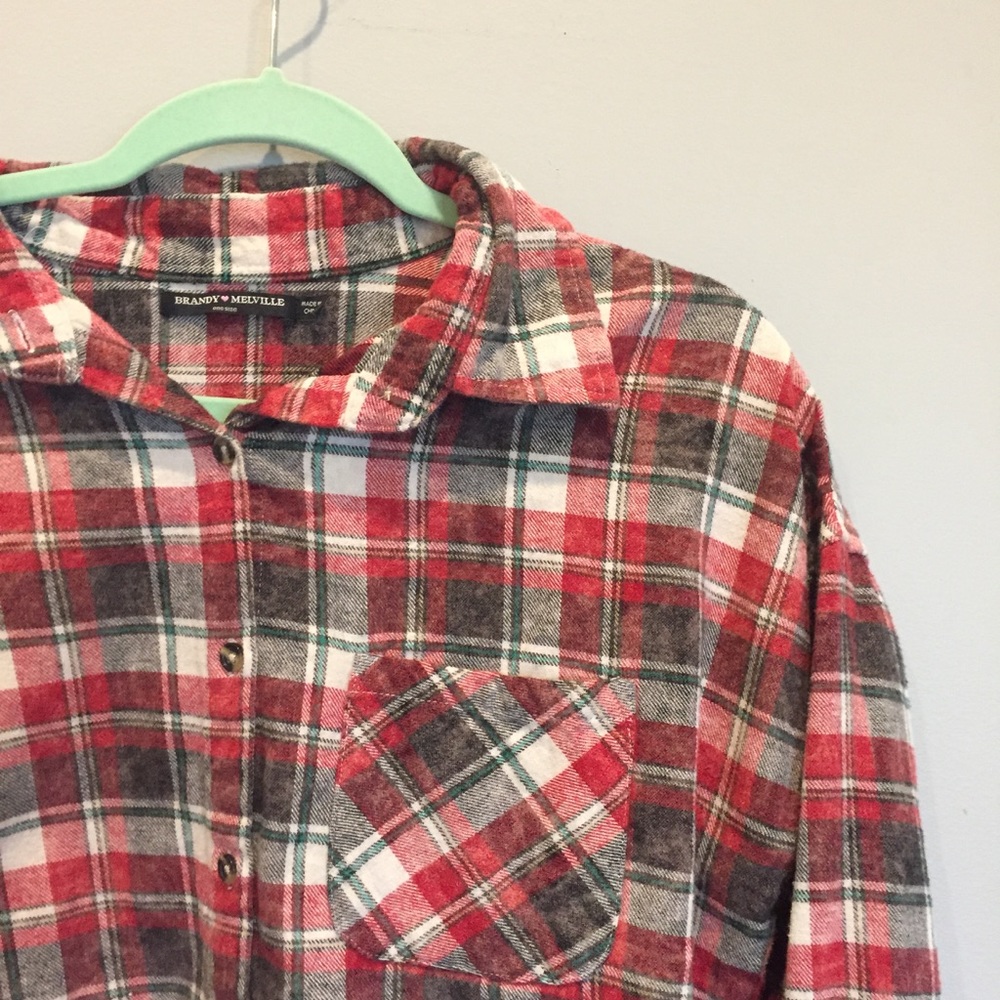 Brandy Melville ash red and grey flannel OS