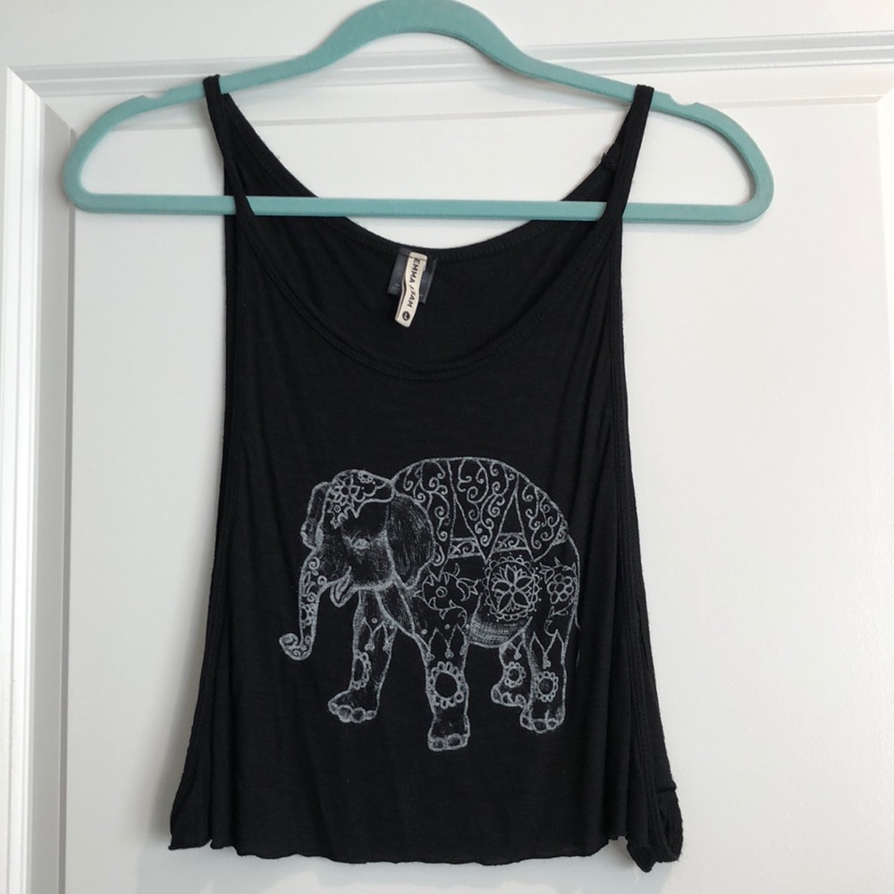 Emma & Sam black crop top with elephant