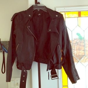 Faux leather motorcycle jacket