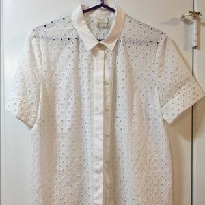 Kate Spade White Marissa Eyelet Shirt