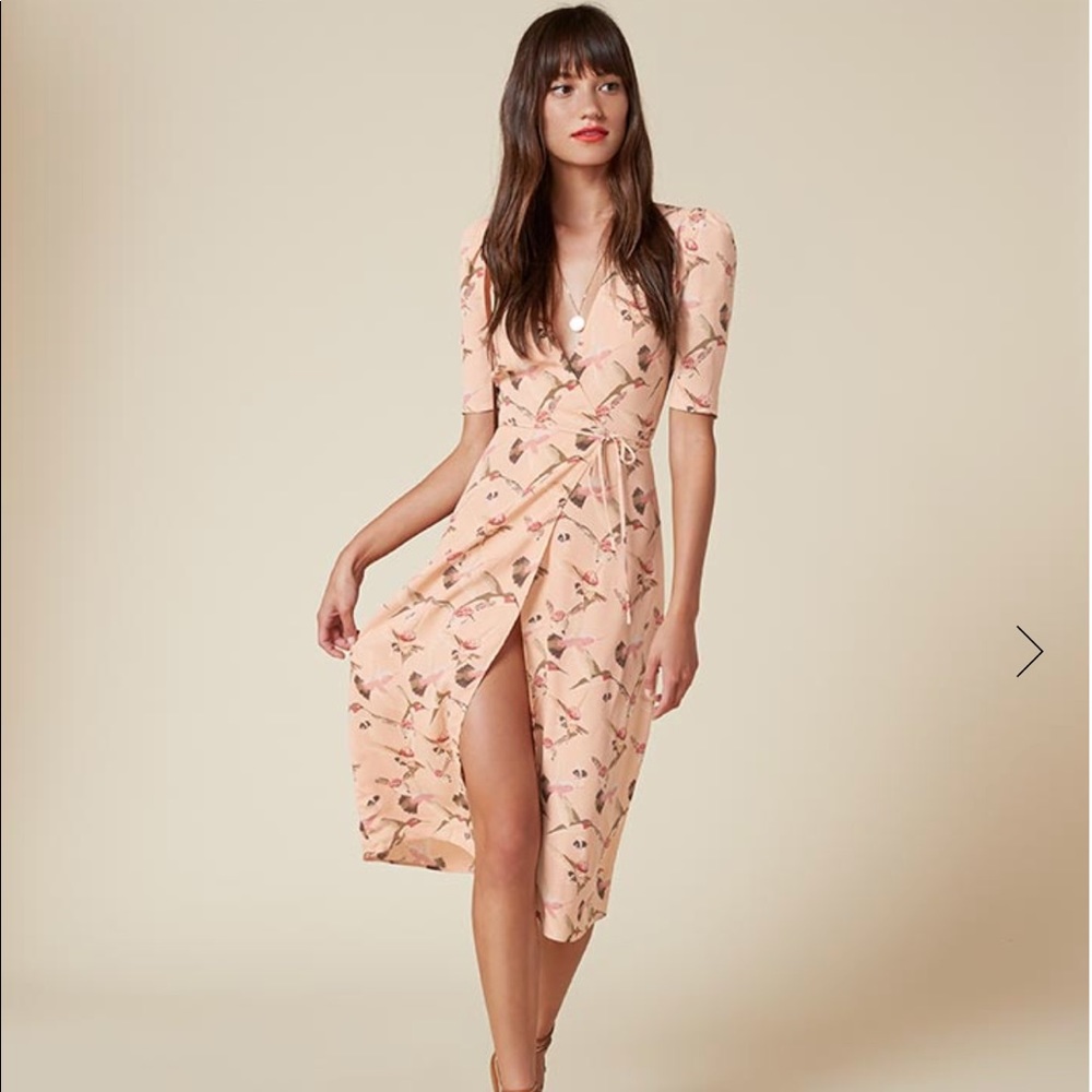 Reformation stunning hummingbird Marta  wrap dress