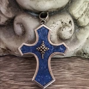 Whitney Kelly Sterling Silver Denim Lapis Cross