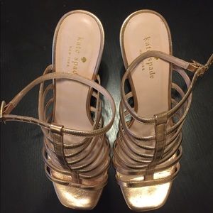 Kate Spade Delila Rose Gold Leather Strappy Heels