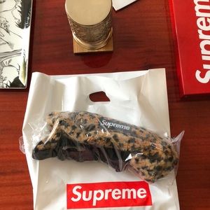 Supreme leopard fleece waist bag