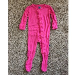 Kickee Pants Pink Ruffle Footie Pajama Onesie