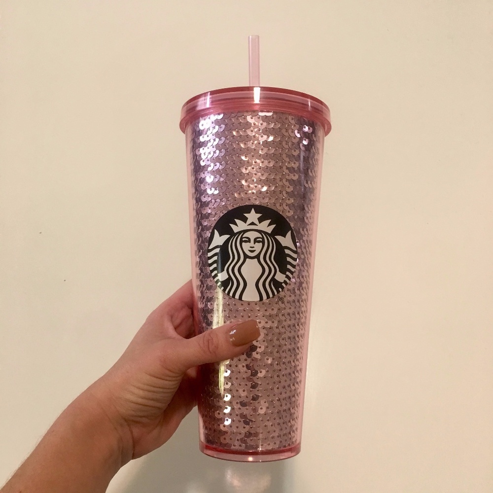 NWT Rose Gold Sequin Starbucks Cup Tumbler