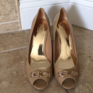Coach Open Toe Nude Wedge