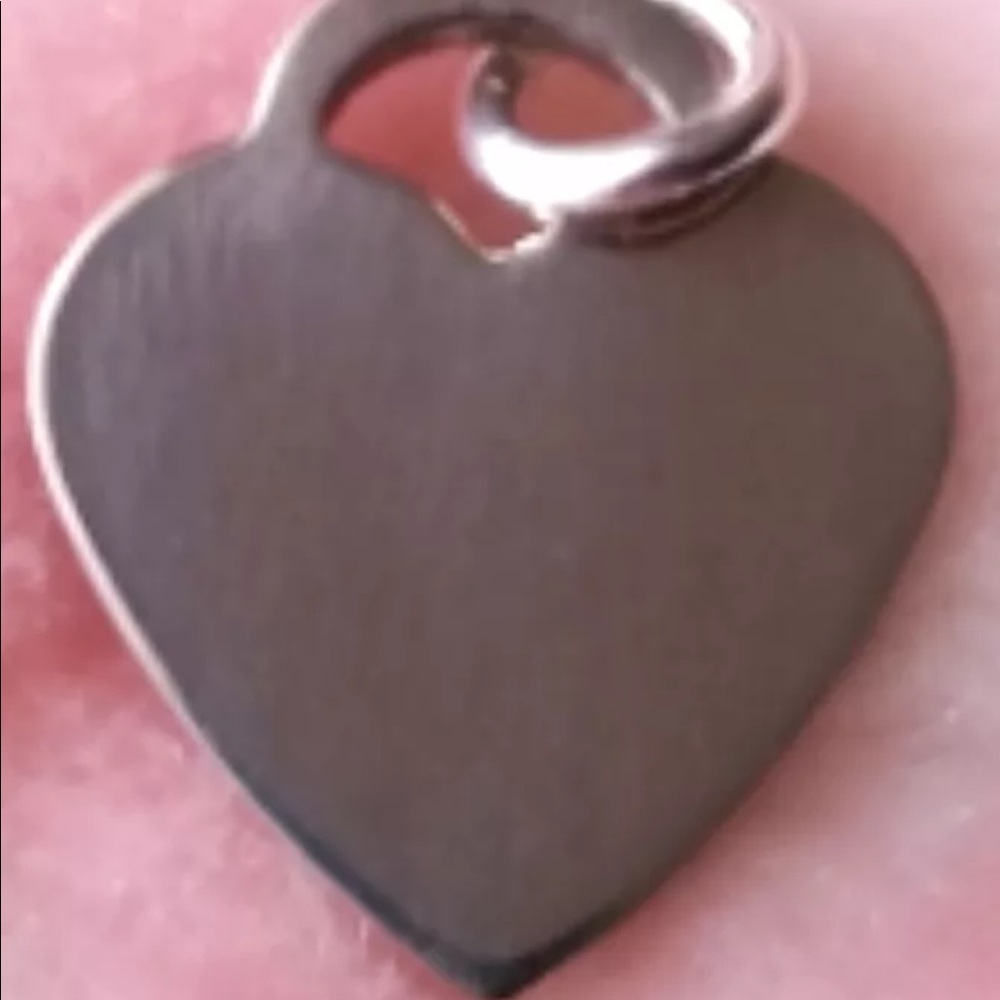 Engravable Flawless Flat Heart Solid 925 Pendant - image 1