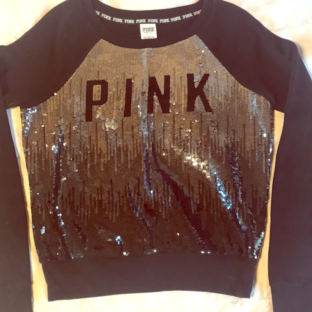 VS PINK Black Sequin Sweatshirt