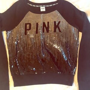 VS PINK Black Sequin Sweatshirt