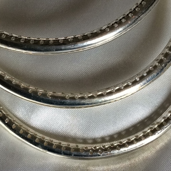 Silver Tone Bangle Bracelets. Set of three. Sz L - Picture 2 of 2