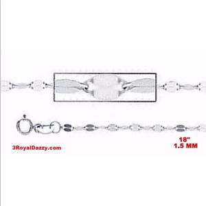 18k white gold layered 925 Necklace  1.5mm 18"
