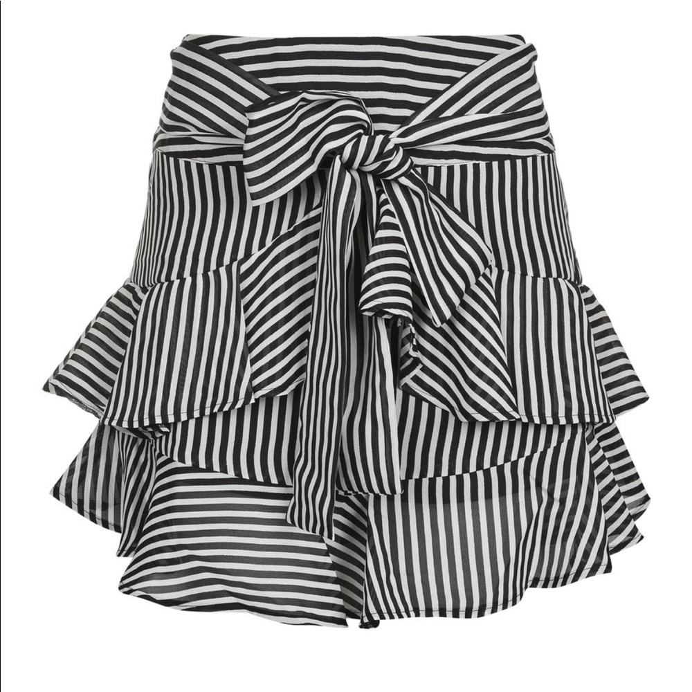 TopShop black and white striped flouncy skirt