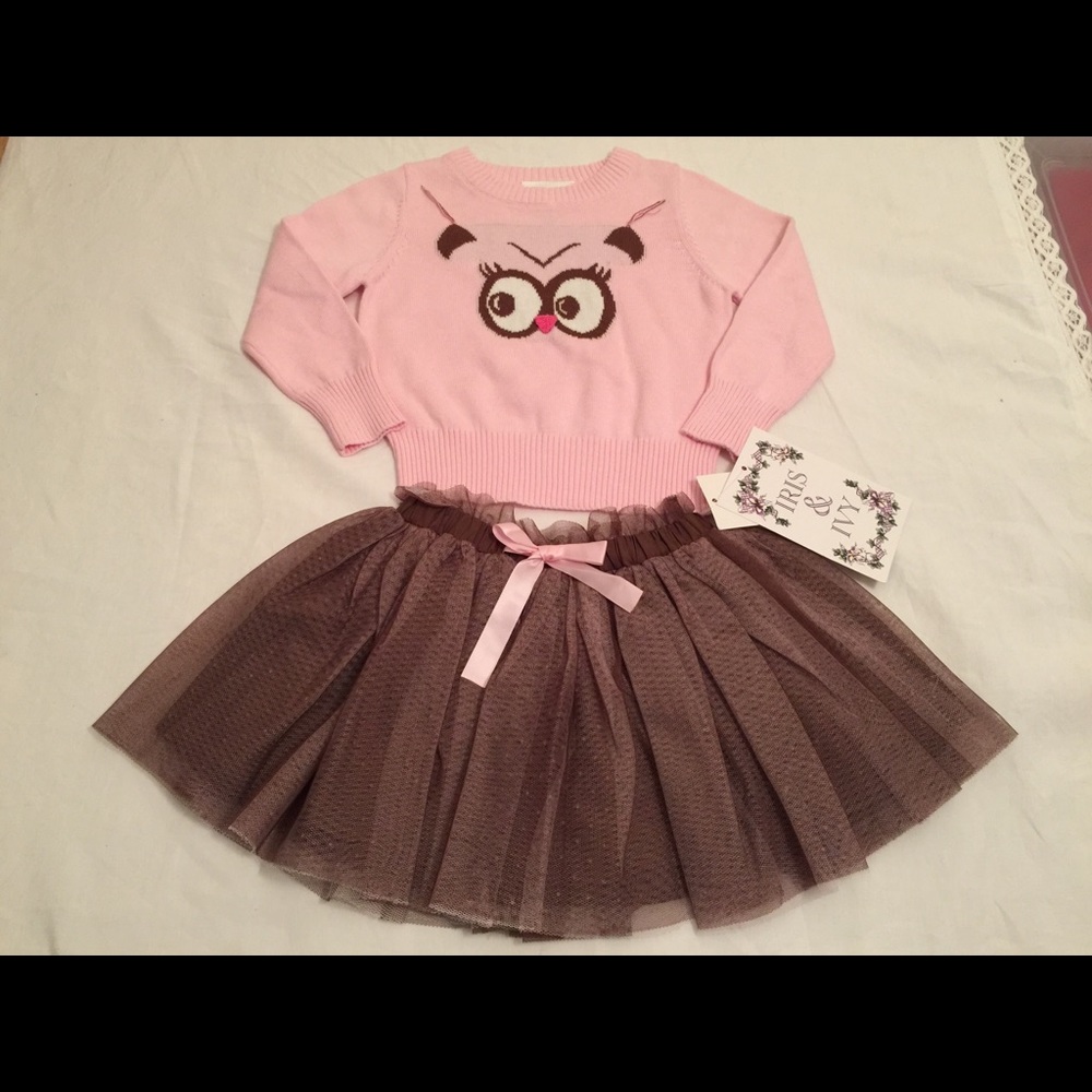 IRIS & IVY girl’s outfit, sweater & tutu skirt