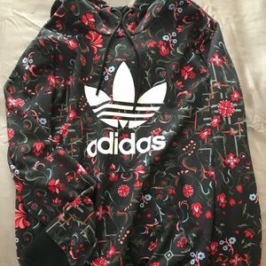 Adidas flowery hoodie trefoil sweatshirt