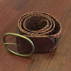 Wide Braided Leather American Eagle Belt