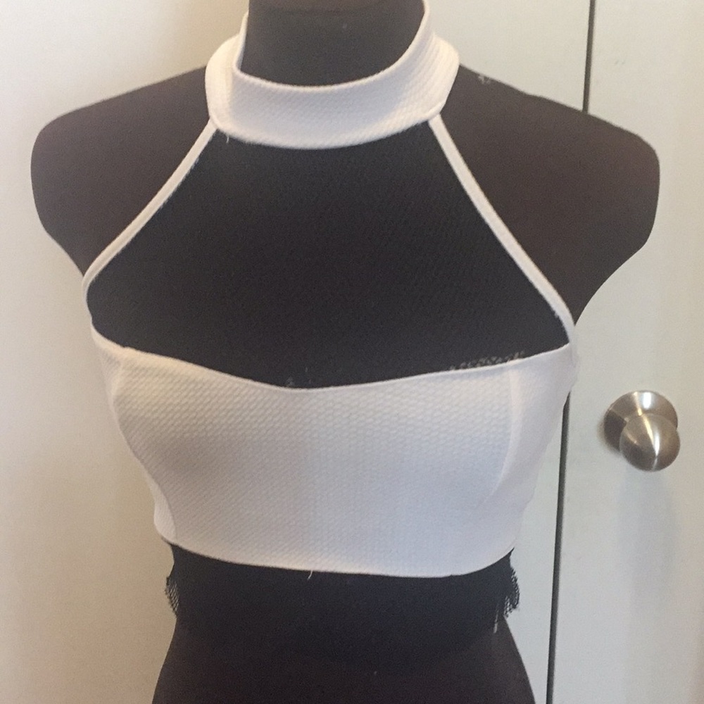 Mesh trim crop top