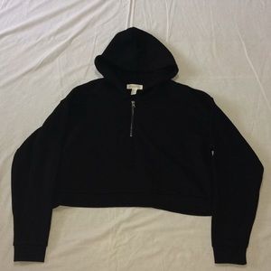 Forever 21 Black Cropped Hoodie