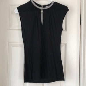 H&M Black Beaded Cut Out Blouse Tank