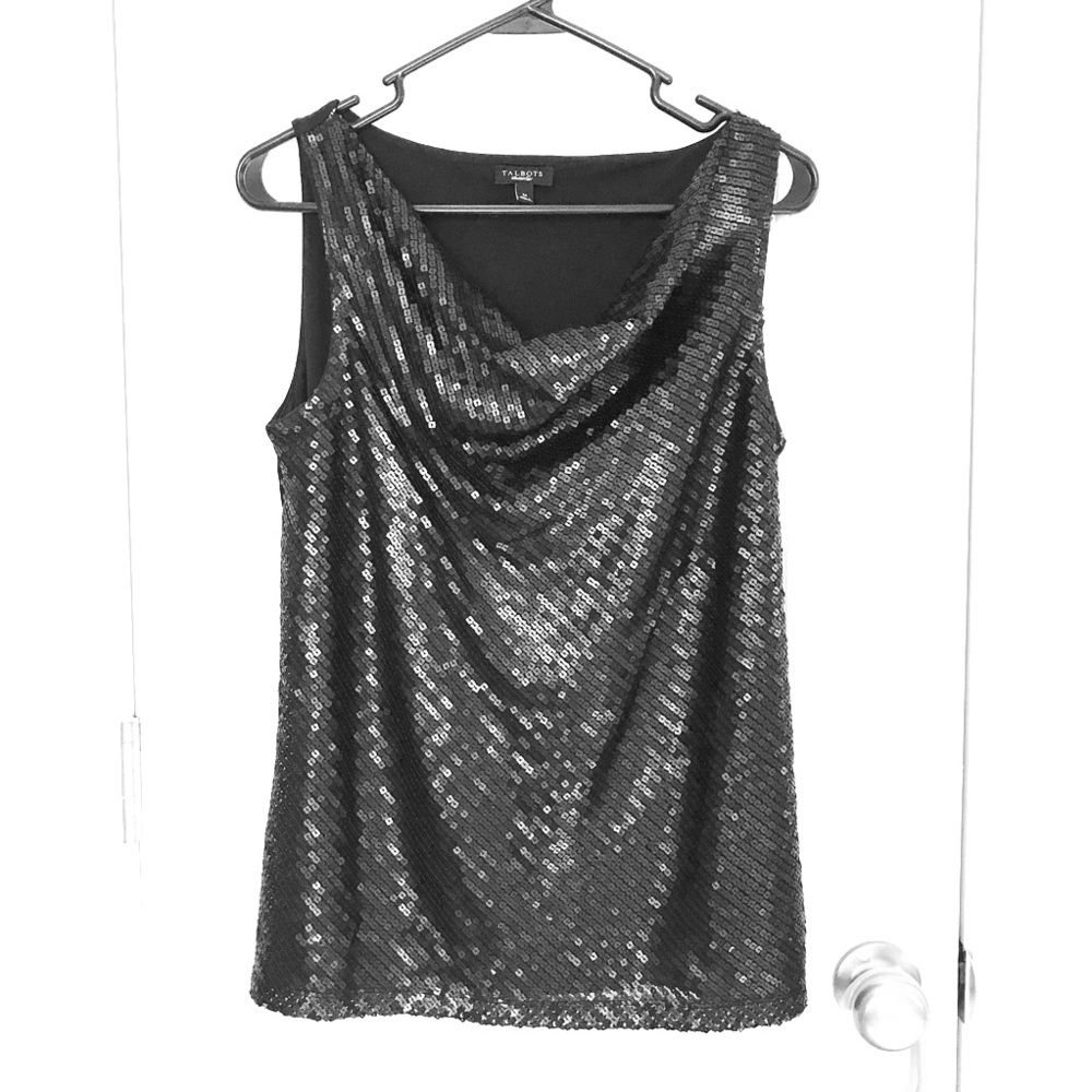 Talbots NWOT black ⚡️ shirt sequined sleeveless M