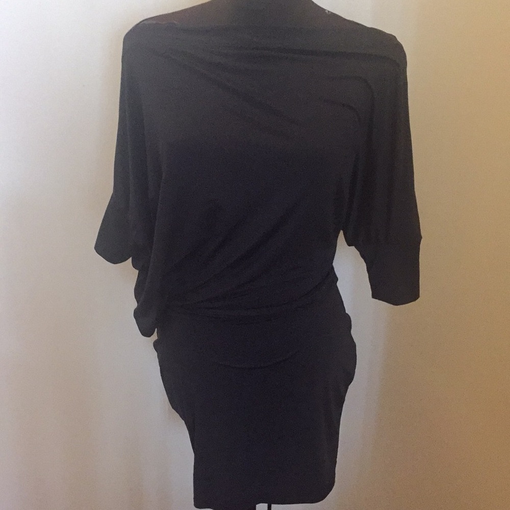 Black boat neck dress