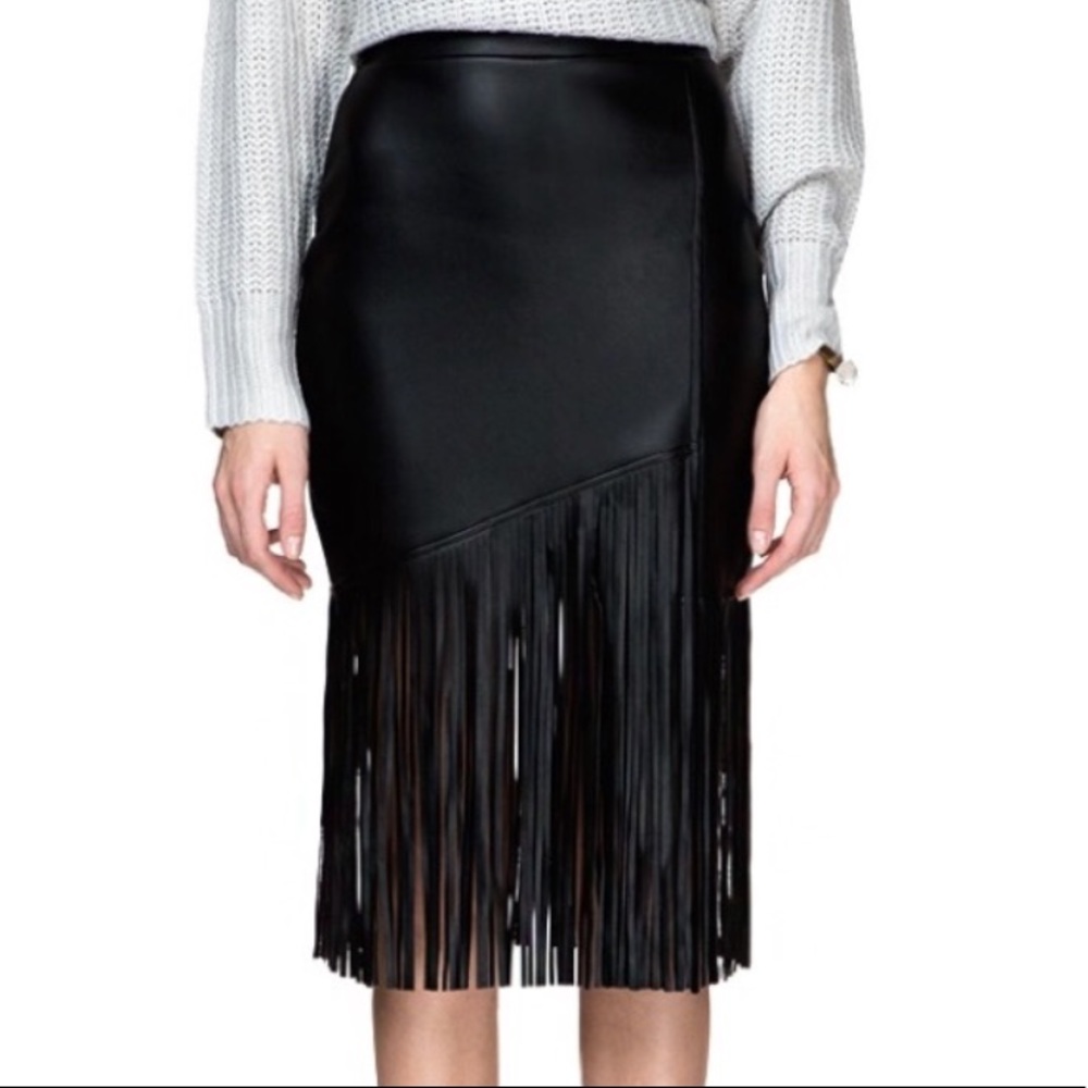 Pixie Market Black Thursday Night Fringe Skirt