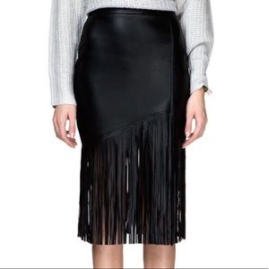 Pixie Market Black Thursday Night Fringe Skirt