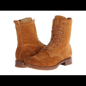 Frye Veronica Combat Boots in Cognac Suede
