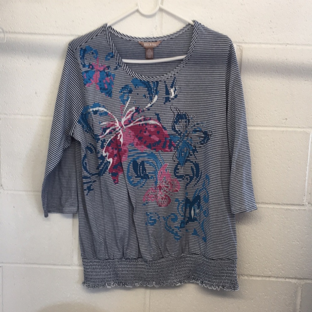 White Stag Blue White Striped Butterfly Top
