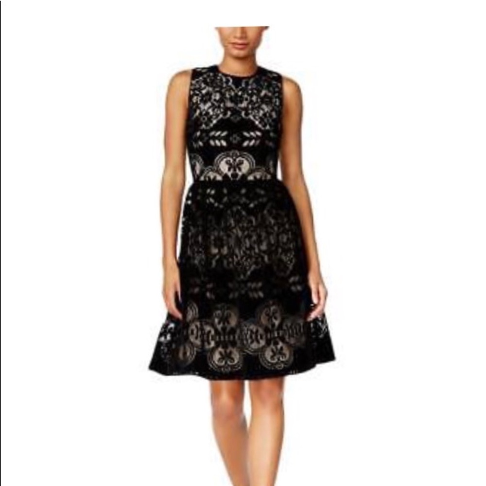 Tommy Hilfiger Black fit and flare lace dress
