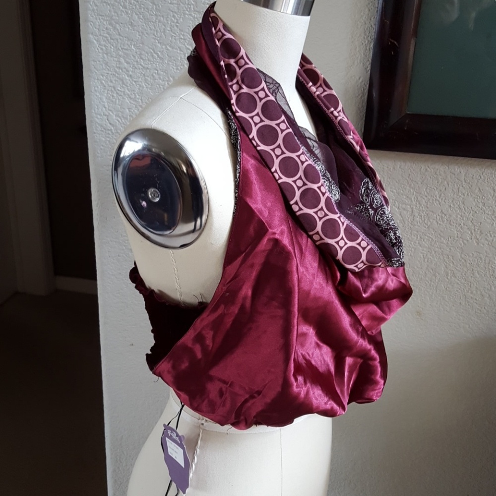 NWT Hale Bob Vintage 90's Silk Blouson Halter