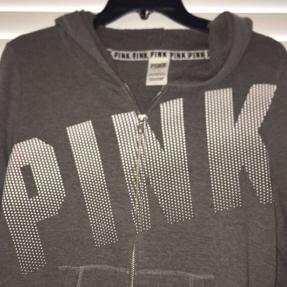Grey PINK zip up sweater