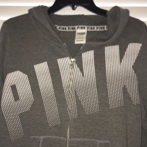 Grey PINK zip up sweater