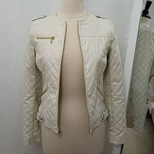 Guess ivory faux leather jacket