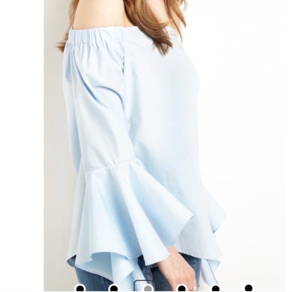 Pixie Market Light Blue Off the Shoulder Blouse - Picture 2 of 4
