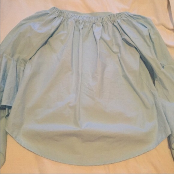 Pixie Market Light Blue Off the Shoulder Blouse - Picture 3 of 4