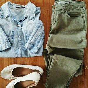 Forever 21 Olive Green Skinny Jeans.