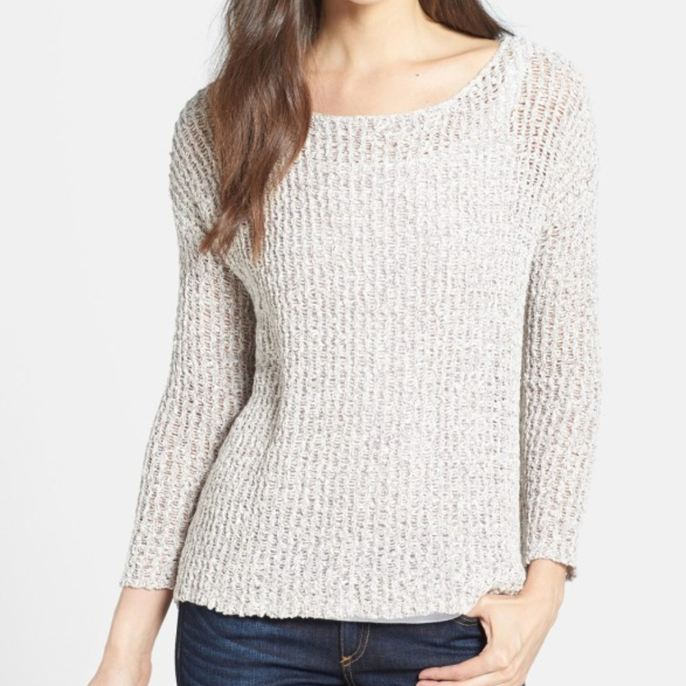 Joie Esther Light Gray Chunky Knit Sweater sz S