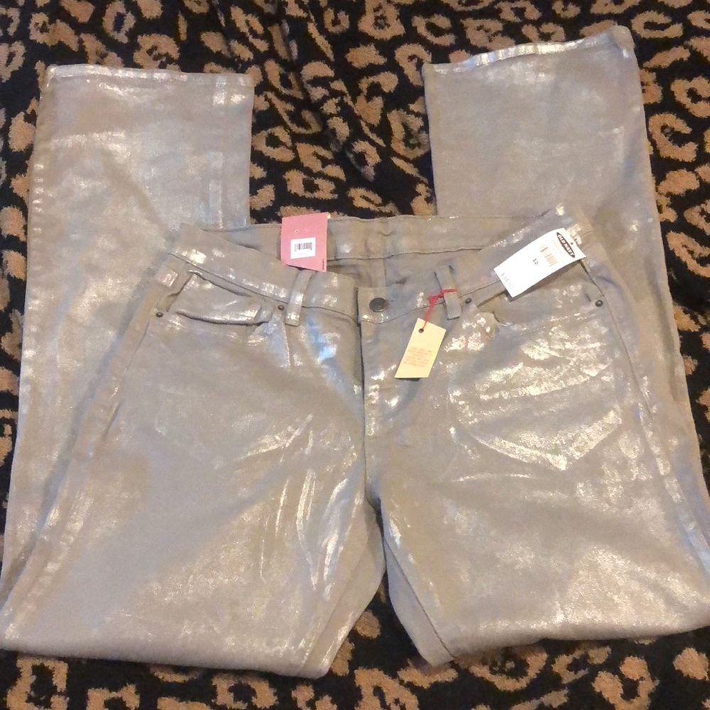 NWT Old Navy Metallic The Flirt Jeans Silver 12