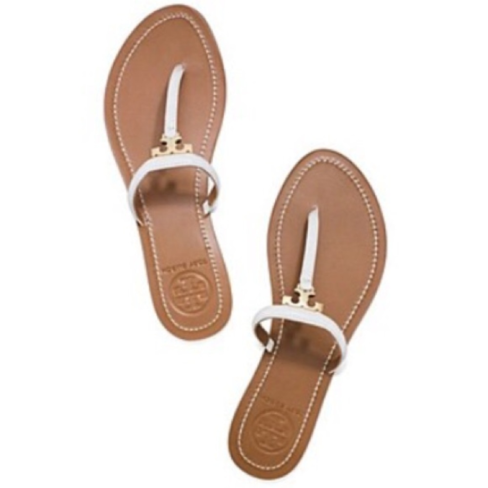 Tory Burch T Logo White Sandals