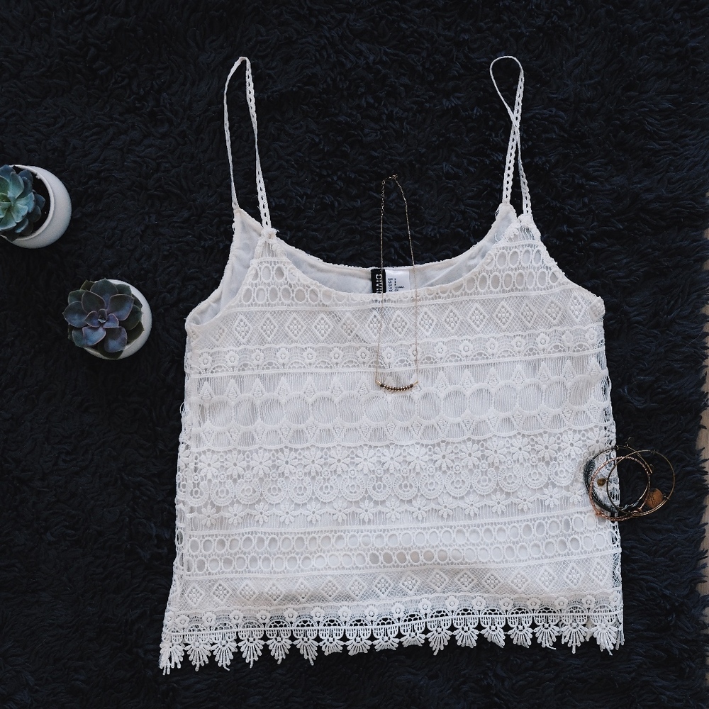 H&M White Crochet Top