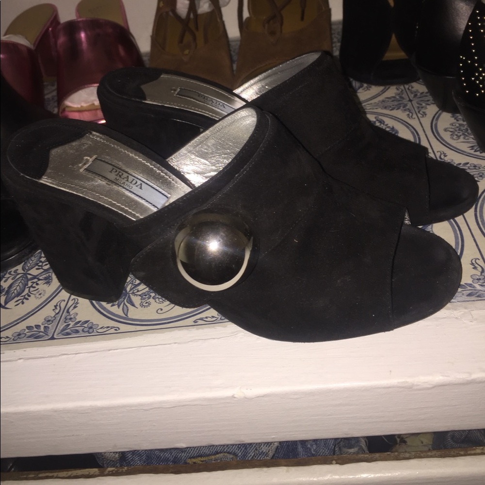 Prada suede mules