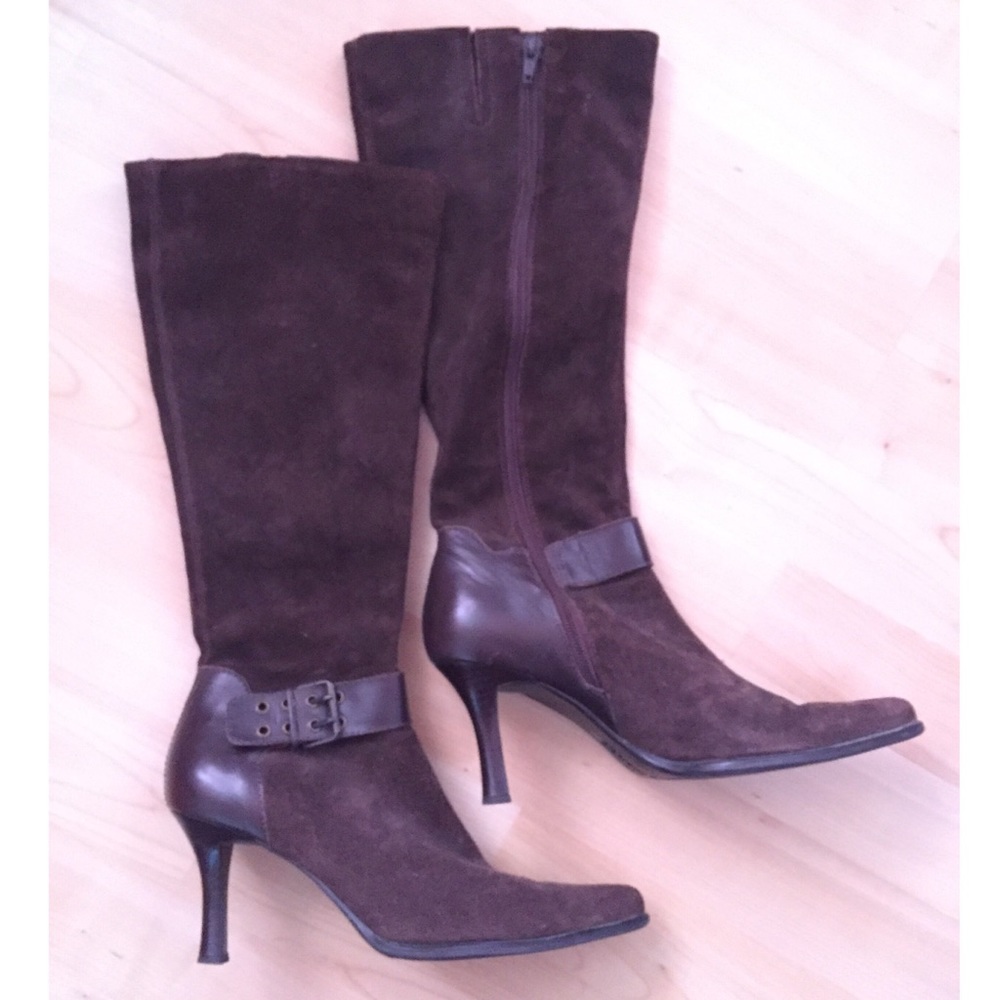 Franco Sarto brown suede high heel boots
