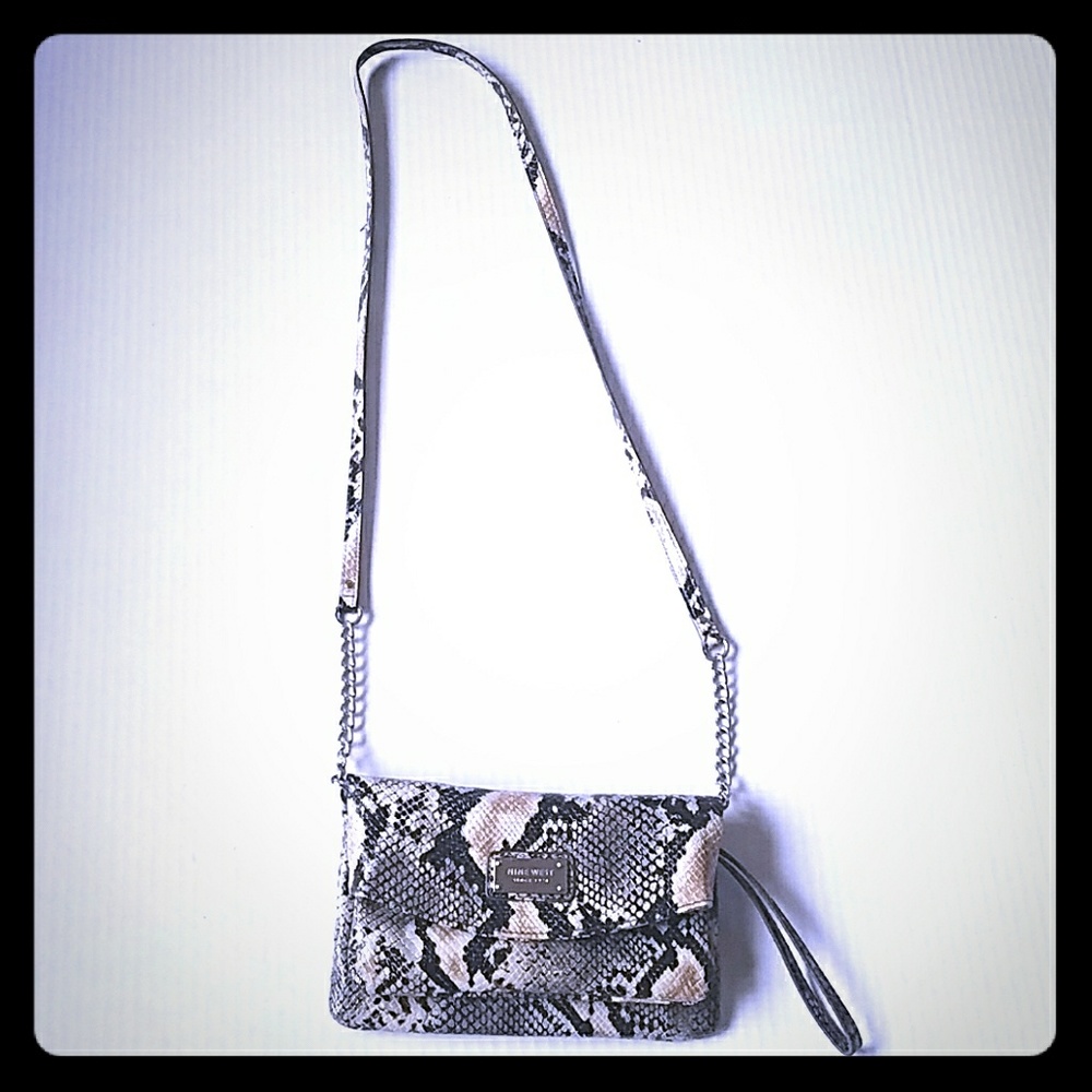 Nine West snake skin cross body fold over