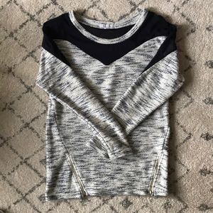 Blue and gold top with sheer neckline