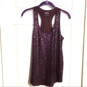 Express Purple Sequin Racerback Tank Sz S