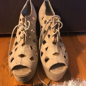 Suede Cut Out Wedges