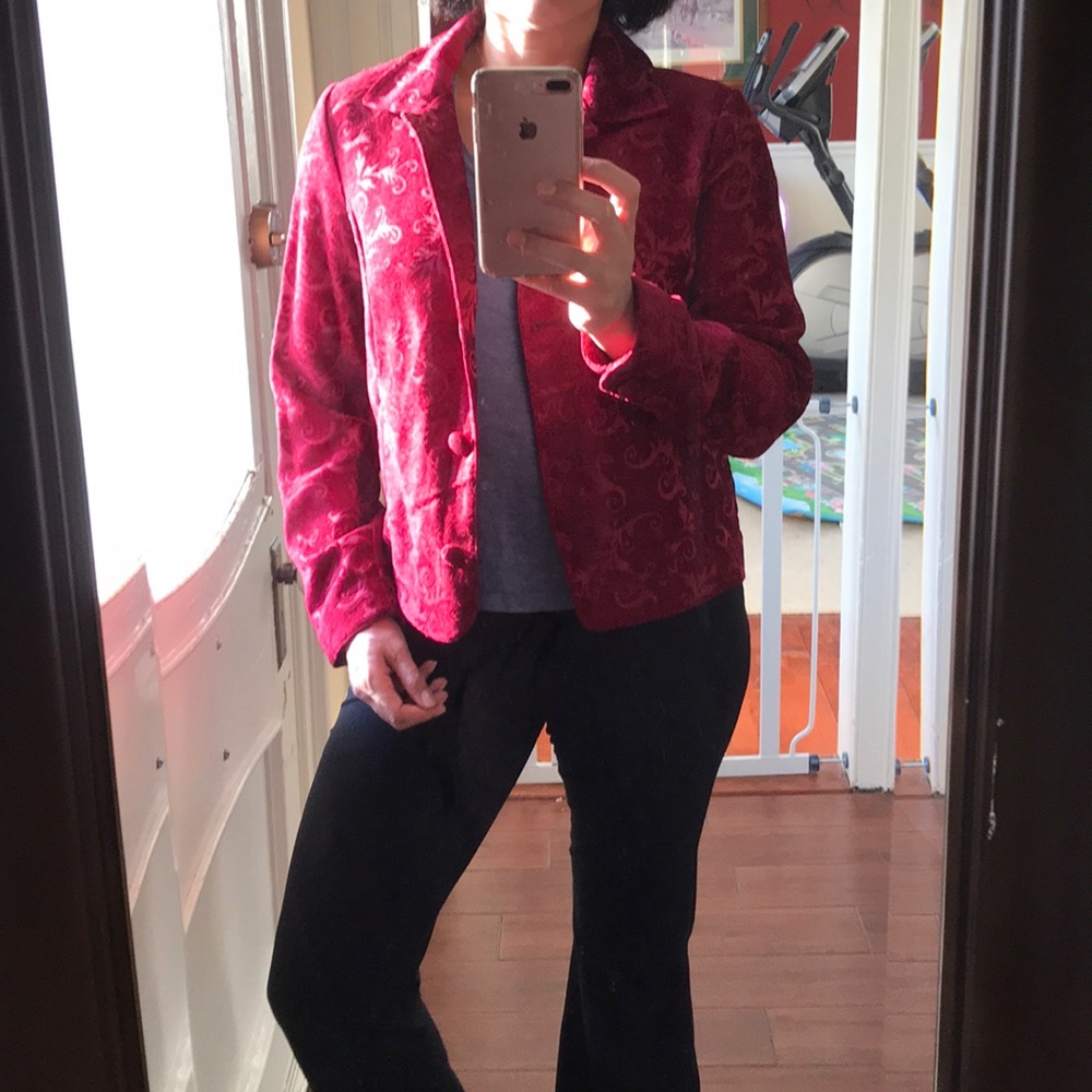 Dark red, floral patterns Jacket