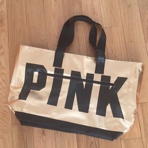 PINK- gold tote bag